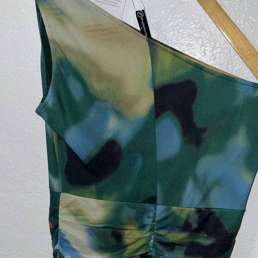 Prettygarden Vibrant One-Shoulder Dress in Green and Blue - Picture 8 of 10